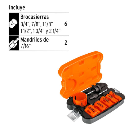 Truper Expert KITB-6, Juego de 6 brocasierras bimetálicas y 2 mandriles