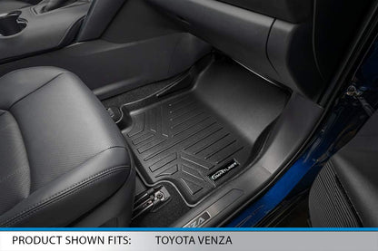 SMARTLINER - Juego de Alfombrillas de Piso de 2 Filas, Color Negro para Toyota Venza 2021