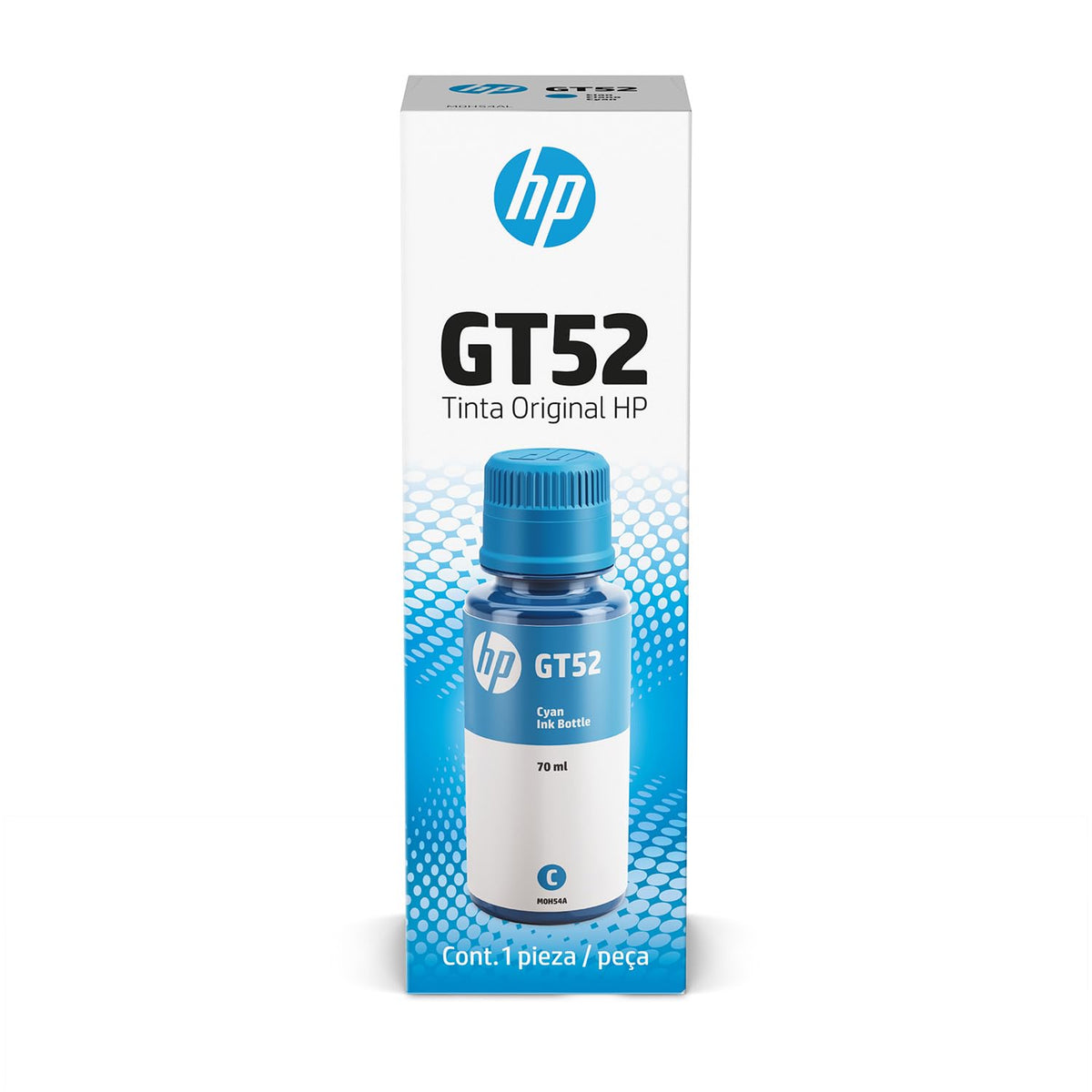 HP Botella de Tinta Cian GT52 Original (M0H54AL) Compatibilidad DeskJet GT 5800 Series, Ink Tank 100/300, Ink Tank Wireless 400, Smart Tank 500 Series