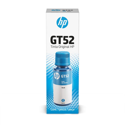HP Botella de Tinta Cian GT52 Original (M0H54AL) Compatibilidad DeskJet GT 5800 Series, Ink Tank 100/300, Ink Tank Wireless 400, Smart Tank 500 Series