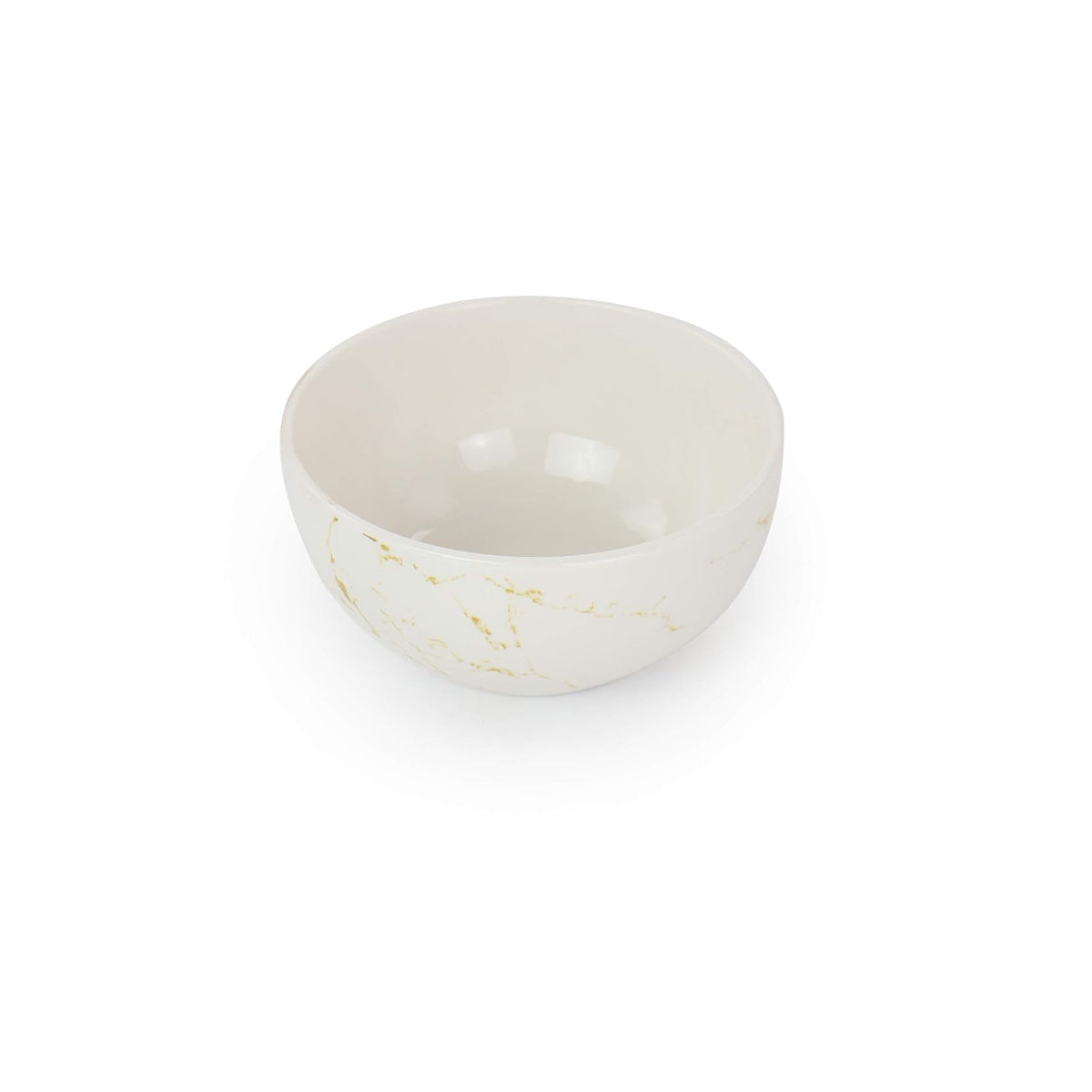 Elama Fine Marble - Juego de vajilla de cerámica de 16 piezas en oro y blanco