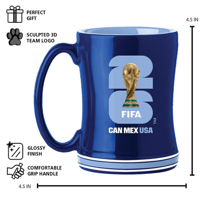 Honav United States Soccer FIFA World Cup 2026 - Taza de café esculpida de 14 onzas, taza de café de cerámica con diseño elevado, regalo perfecto para fanáticos y coleccionistas del fútbol de Estados
