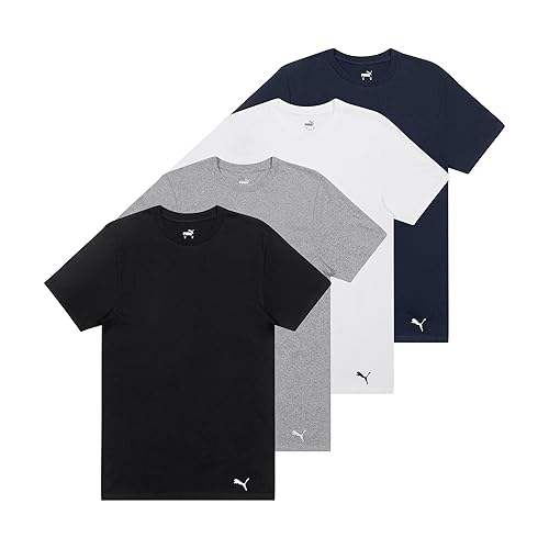 Puma - Paquete de 4 Camisetas de algodón de Manga Corta para Hombre