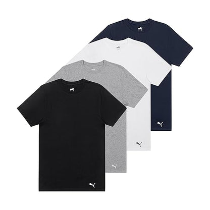 Puma - Paquete de 4 Camisetas de algodón de Manga Corta para Hombre
