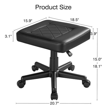 VECELO - Reposapiés para debajo del computadora, reposapiés ergonómico de poliuretano con ruedas, acolchado cómodo, altura ajustable para aliviar el dolor de piernas, rigidez, etc., color negro