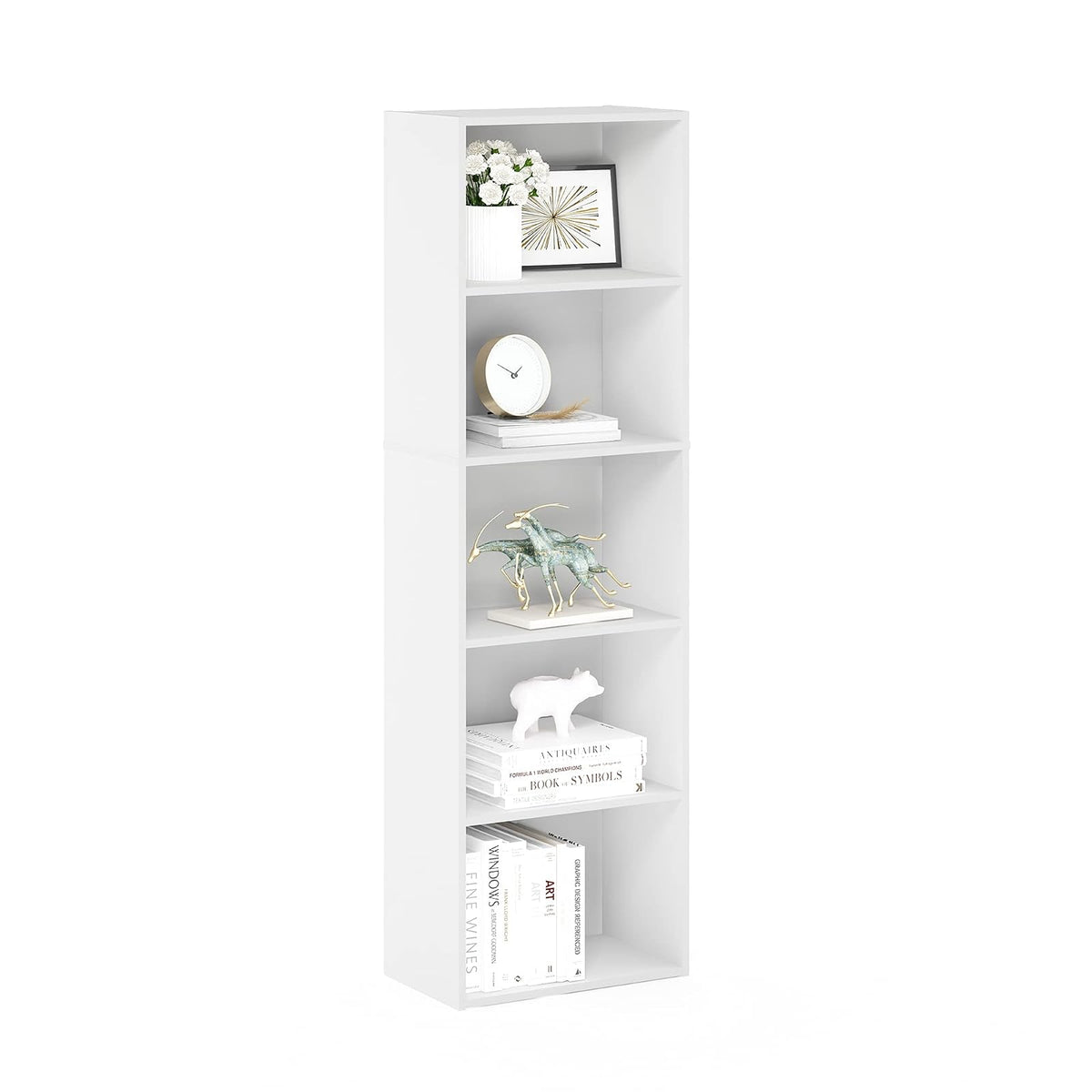 Furinno Estante Organizador Reversible de Cubos, Placa de Partículas, Blanco - Blanco - 5-Tier
