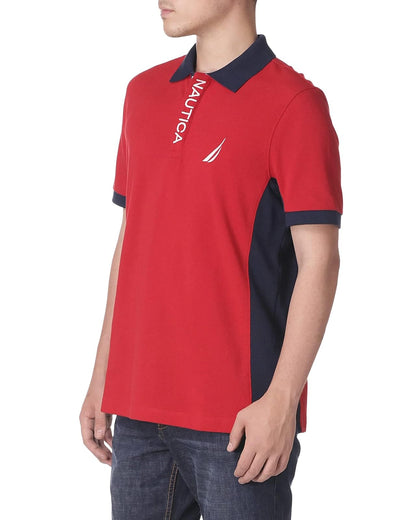 Nautica Polo de piqué de Manga Corta con Bloques de Color Camisa de Polo para Hombre