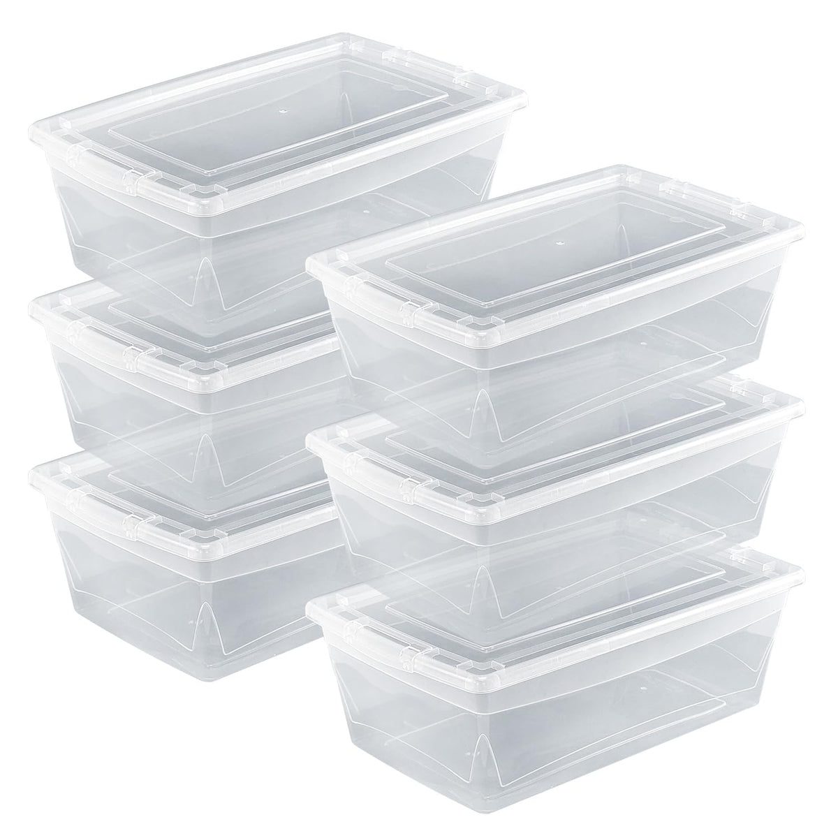 Guateplast - Juego de 6 Contenedores de Almacenamiento de Plástico 6Qt (6 litros) | Contenedores plásticos para organizar espacios | Caja de Plástico | Cajas Plásticas | Organizadores | Color Natural - Natural