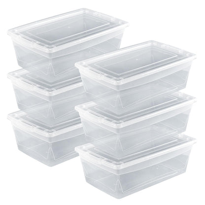 Guateplast - Juego de 6 Contenedores de Almacenamiento de Plástico 6Qt (6 litros) | Contenedores plásticos para organizar espacios | Caja de Plástico | Cajas Plásticas | Organizadores | Color Natural - Natural