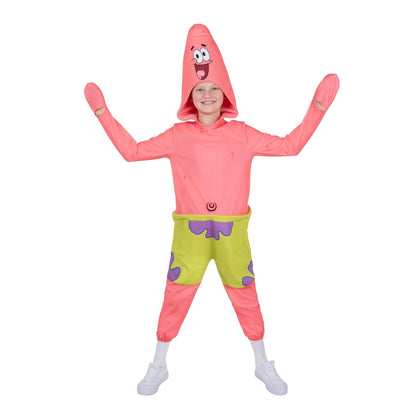 Jazwares Disfraz SpongeBob SquarePants Patrick | Talla M, overol manga larga, capucha felpa, diseño impreso