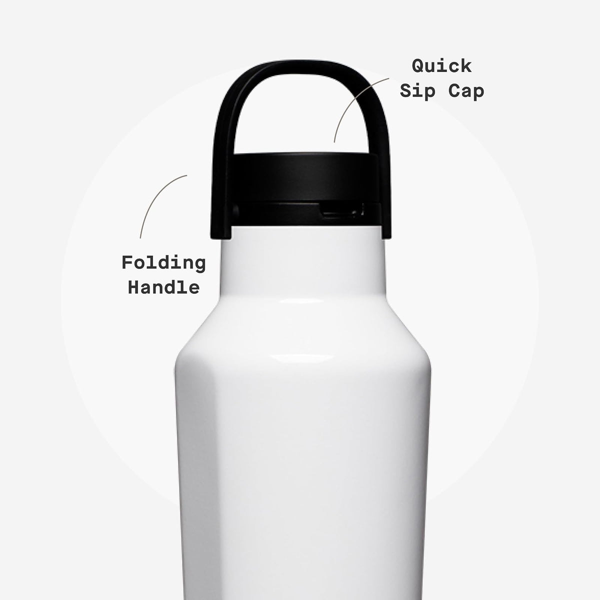 CORKCICLE | Sport Termo Deportivo | 20 oz (591 ml) | Botella de Agua Térmica | Mantiene las bebidas: Frío 25 h/Caliente 12 h | Acero Inoxidable | Color: Blanco Brillante