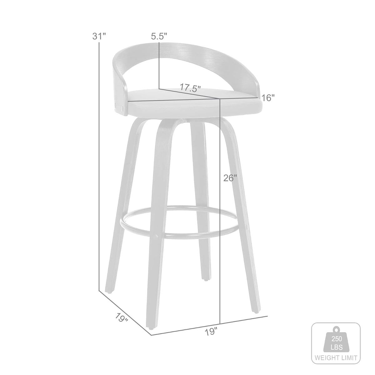 Armen Living Sonia 26" Counter Height Swivel Brown Faux Leather and Walnut Wood Bar Stool