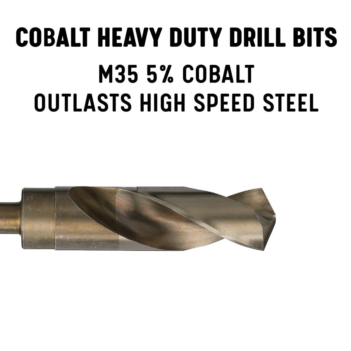 Drill America - DWDCO17/32 Broca de cobalto de vástago reducido de 17/32 pulgadas con vástago de 1/2 pulgada, DWDCO Series 3 - Plano