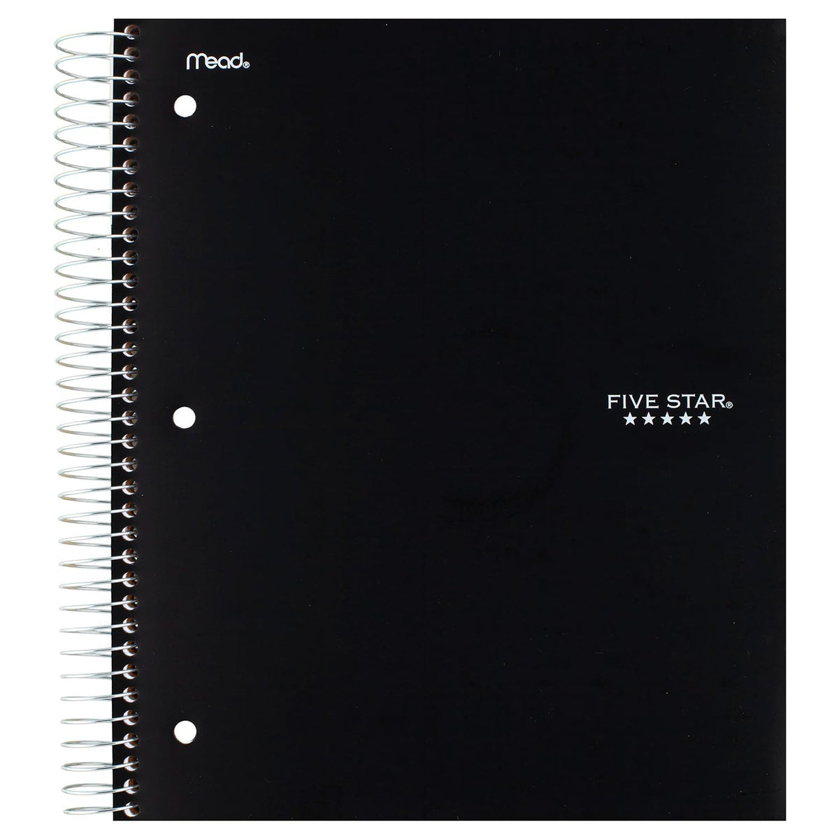 Five Star Cuaderno de Espiral 5 Materias, 200 Hojas - Negro - 1 Count (Pack of 1)