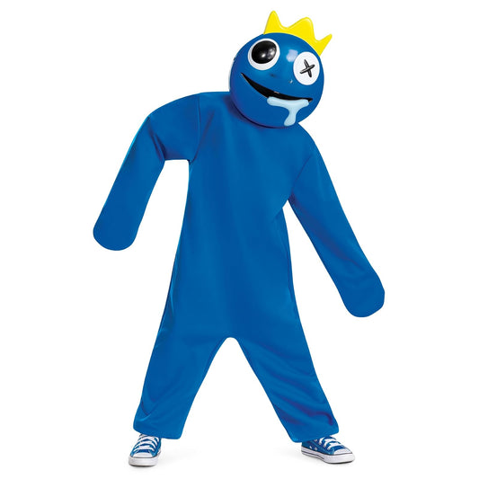 Disfraz azul para niños, disfraz oficial de amigos arcoíris con tocado, tamaño infantil (7-8)