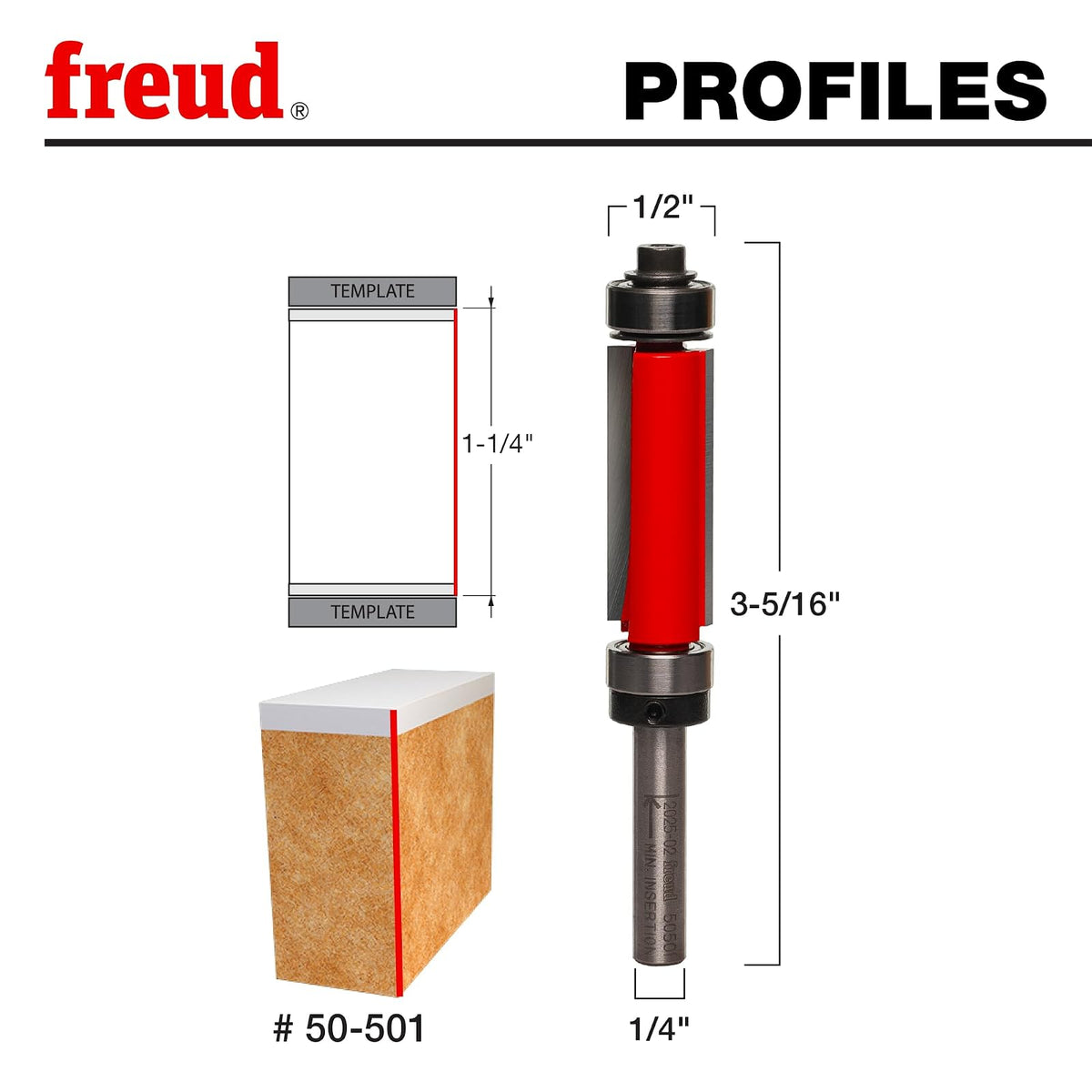 Freud 50-098 - Broca de ajuste a ras del vástago de 1/4-pulgada, 5/16 x 1 pulgadas