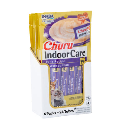 Churu Inaba, Premios Cremosos para Gato, Sabor Atún, Control de Bolas de Pelo, 24 Tubos de 14g