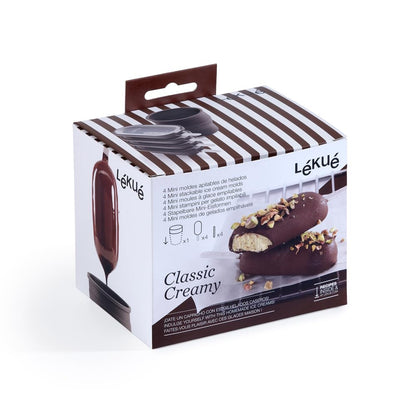 Lékué Classic 3400235SUR - Moldes cremosos para helados, 4 unidades, color café