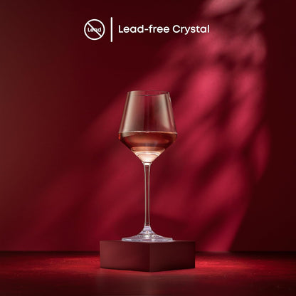 JoyJolt Layla - Juego de 4 copas de vino blanco, 13 onzas transparentes, fabricadas en Europa