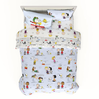 Franco - Juego de edredón de Snoopy, 7 Piezas, edredón, sábanas y Fundas de Almohada súper Suaves, Queen, Producto con Licencia 100% Oficial