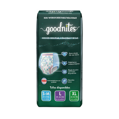 GoodNites Calzoncitos Desechables para Dormir, Talla Extra Grande Unisex, Paquete con 11 piezas, Ideal para niños de 13 a 15 años