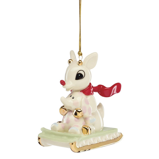 Lenox Ornaments, Rudolph y Elefante inadaptado, Adorno de Navidad, Porcelana con Detalles Dorados y cordón Colgante para decoración de árbol de Navidad, Decoraciones de Invierno, Adornos de árbol de