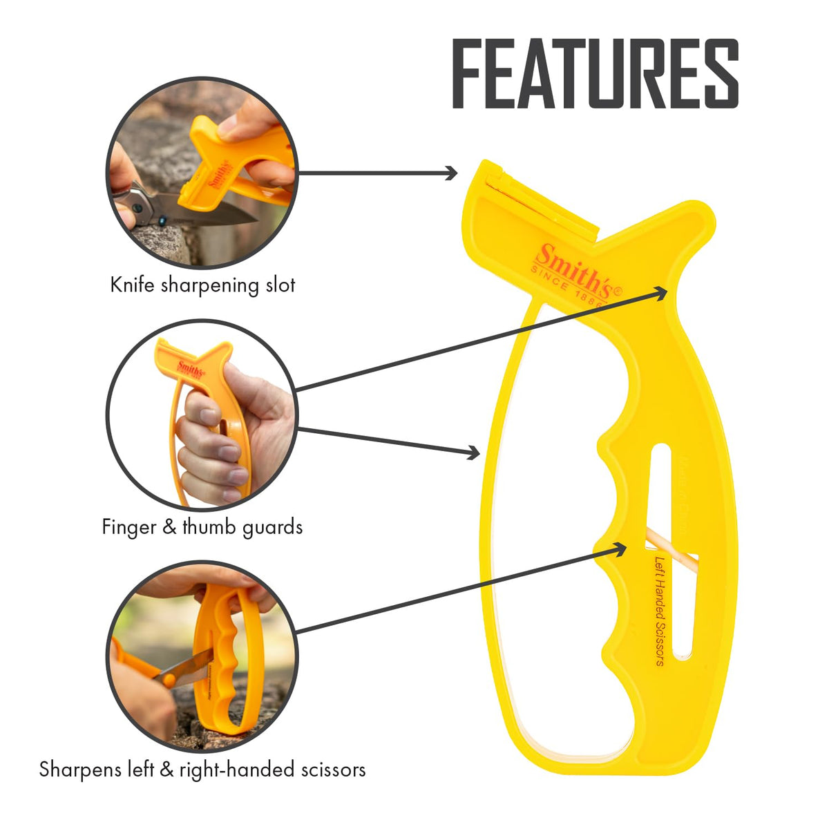 Smith's JIFF-S - Afilador de cuchillos y tijeras de 10 segundos
