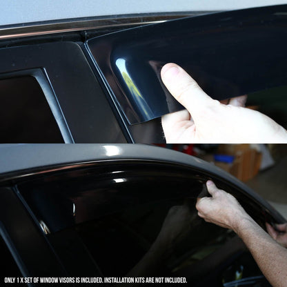 DNA MOTORING Deflector de Ventilación para Ventana, Ahumado Oscuro, Juego de 4, WVS-148