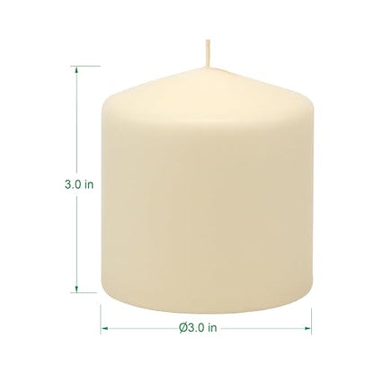 Stonebriar - Paquete de 3 velas altas de 3 x 3 pulgadas de 18 horas de duración de cera de marfil sin perfume