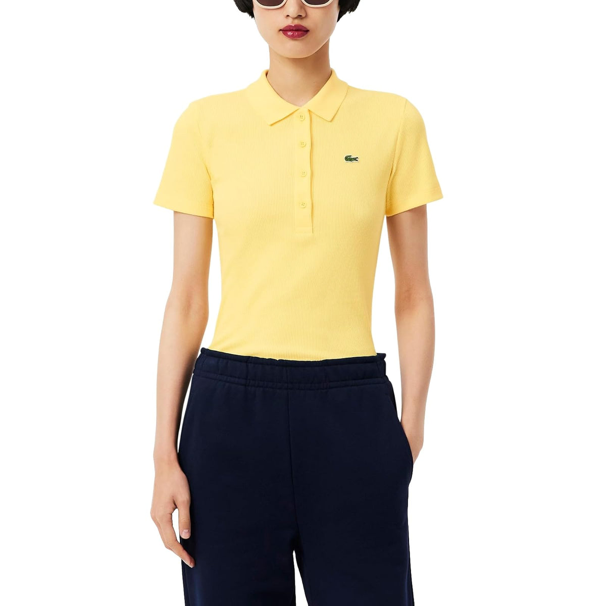 Lacoste L.12.D polo de algodón acanalado para mujer - 0 - Amarillo