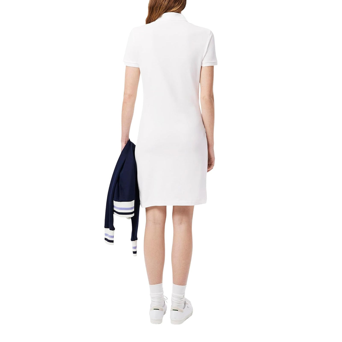 Lacoste Vestido Polo piqué elástico de Manga Corta para Mujer Vestido Casual para Mujer
