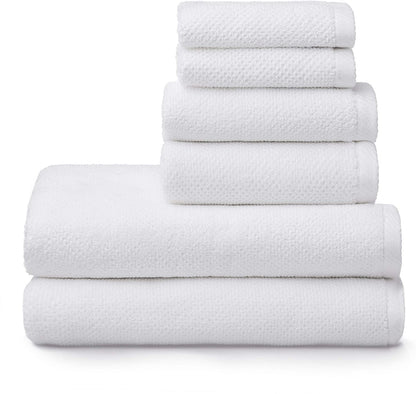 SIMPLI-MAGIC 79450 Juego de Toallas de baño texturizadas con Palomitas de maíz, 2 Toallas de baño, 2 Toallas de Mano, 2 Toallas de baño, 6 Piezas, Color Blanco