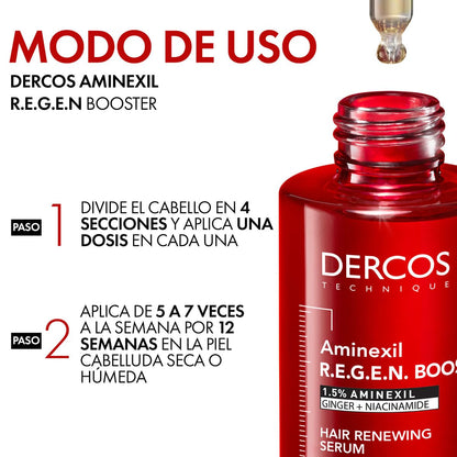 Vichy Dercos R.E.G.EN Booster Sérum Capilar Anti-Caída Dermatológico 90ml | Regenerador Capilar, con Aminexil y Niacinamida, Reduce Caída, Estimula Crecimiento y Aporta Volumen