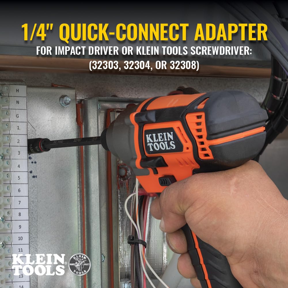 Klein Tools 32767 - driver de impacto SAE 3 en 1 y soporte de brocas, enchufe abatible con controladores hexagonales de 1/4 pulgadas y 5/16 pulgadas, longitud de 5 pulgadas