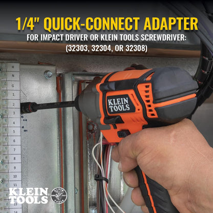 Klein Tools 32767 - driver de impacto SAE 3 en 1 y soporte de brocas, enchufe abatible con controladores hexagonales de 1/4 pulgadas y 5/16 pulgadas, longitud de 5 pulgadas