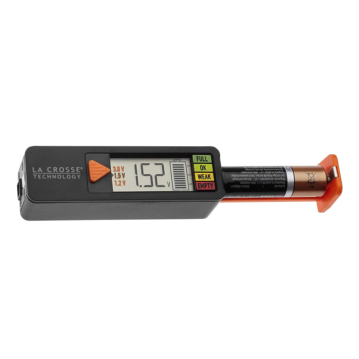 La Crosse 911-65557-INT Probador de Batería Digital Portátil Compacto, Negro