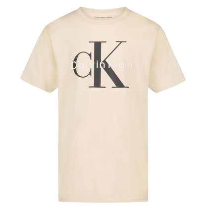 Calvin Klein Playera de Manga Corta con Logotipo para Niño - Avena Ck - 8