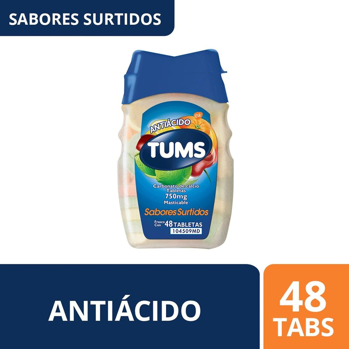 TUMS Antiácido con Carbonato De Calcio 750mg, para Acidez Estomacal, Sabores Surtidos, 2 pack 45 Pastillas Masticables cada