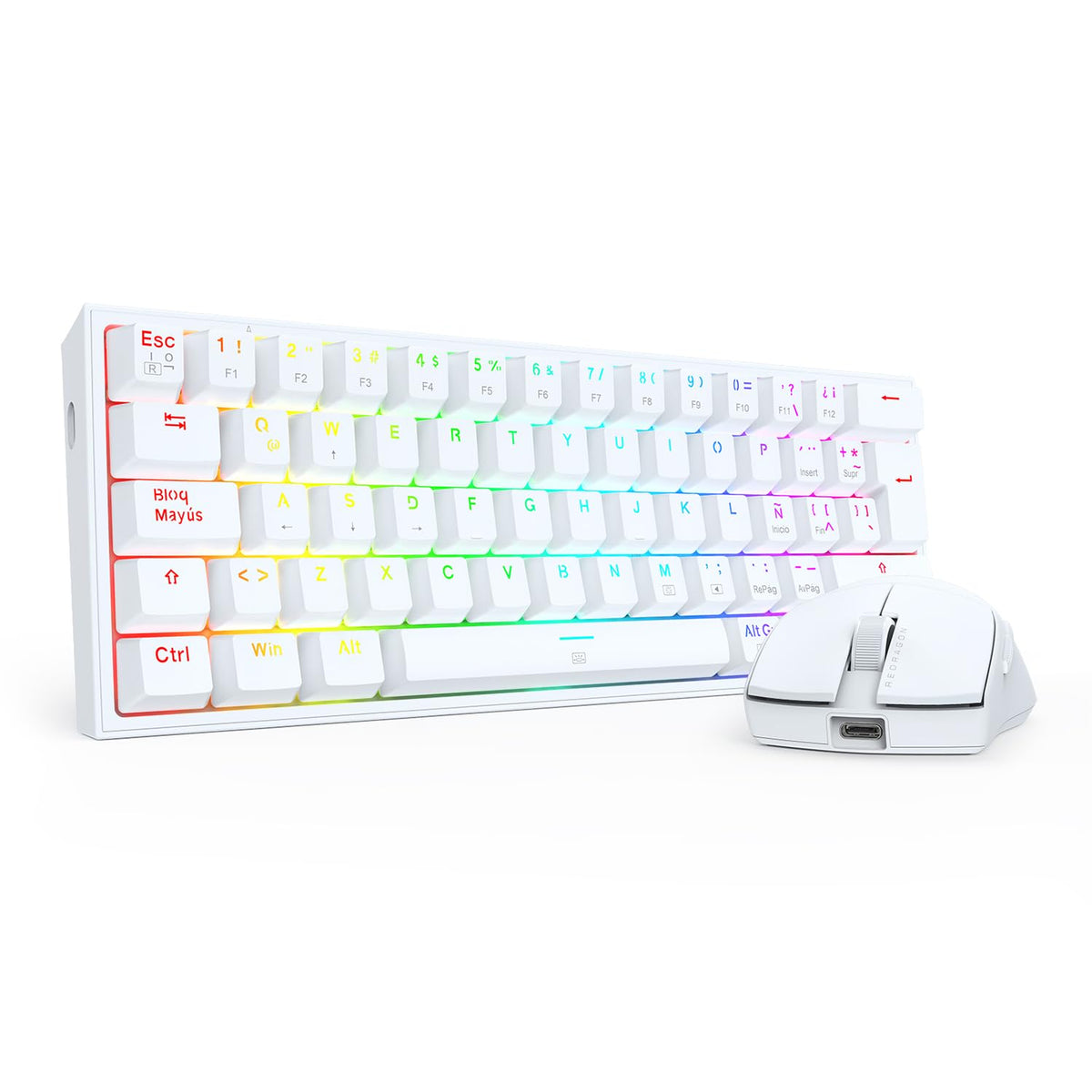 Redragon Combo Gamer S143 Mouse K1ng M724 Y Teclado Fizz K617 RGB (Blanco)
