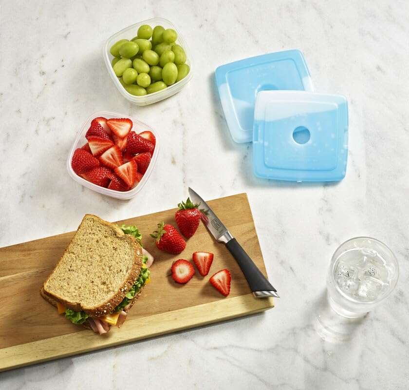 Cool Coolers by Fit & Fresh - Paquetes de hielo delgados, congelación rápida reutilizables para loncheras y enfriadores, paquetes de hielo de larga duración, ahorro de espacio, azul, paquete de 4