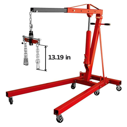 Big Red Grande Red T32100 Torin Grúa Accesorio de la Tienda de alzamiento Acero 3 Posiciones nivelador de Motor con Mango Ajustable, Capacidad de 3/4 toneladas, Rojo, Negro