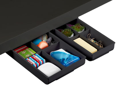 Bostitch Konnect - Cajón para debajo del computadora, organizador de almacenamiento autoadhesivo con 4 divisores personalizables, paquete de 2