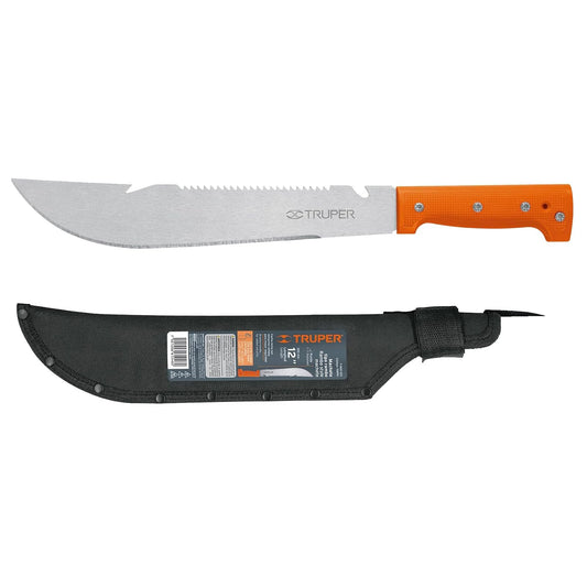 Truper T-460-12X, Machete rambo 12" cacha naranja, antiderrapante