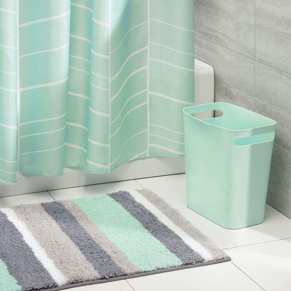 InterDesign Stripz Alfombra de Microfibra, para baño, 86.36 cm x 53.34 cm, Color Menta/Gris