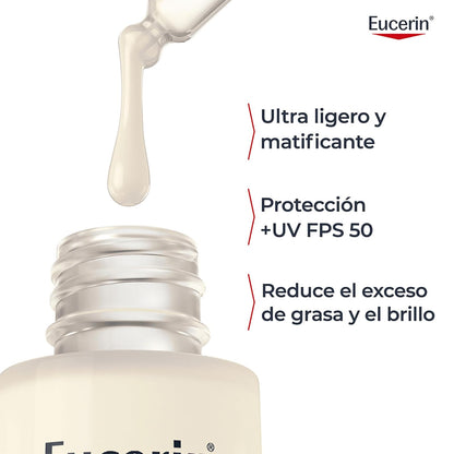 EUCERIN Protector Solar Oil control Serum ultra ligero FPS50+, 30ml, con 16 horas de protección