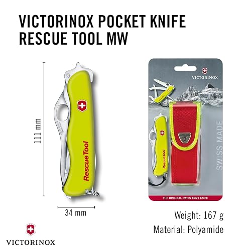 Victorinox Navaja Rescuetool Fluorescente, Amarillo Fluorescente, 15 Usos