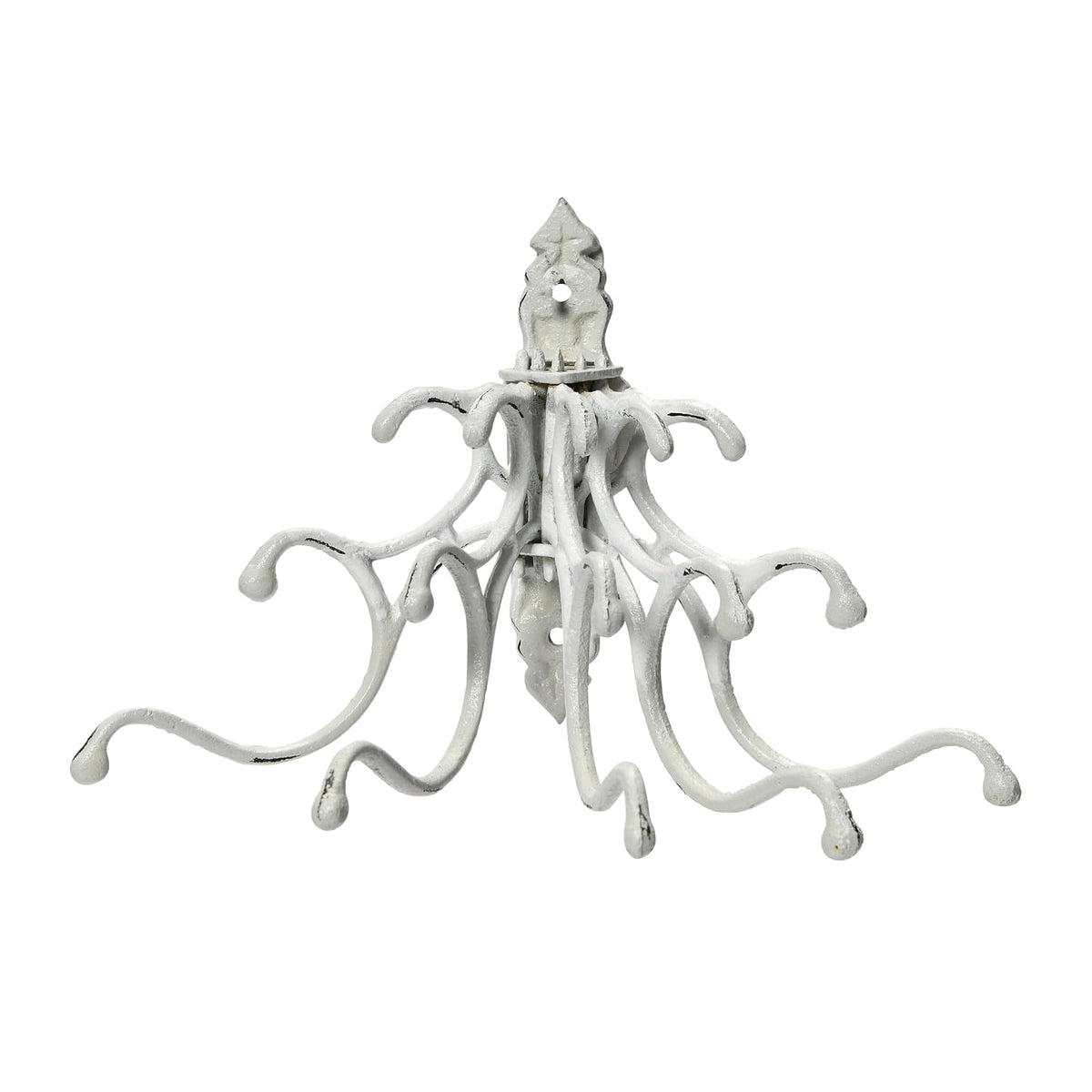 Creative Co-Op - Colgador de pared decorativo de hierro fundido con 15 ganchos, color blanco envejecido
