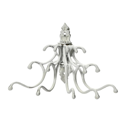 Creative Co-Op - Colgador de pared decorativo de hierro fundido con 15 ganchos, color blanco envejecido