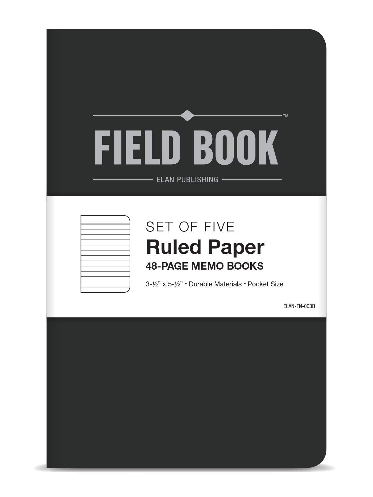 Cuaderno de campo – 9 x 14 cm –libro de notas y gráficos – Paquete de 5, LINED