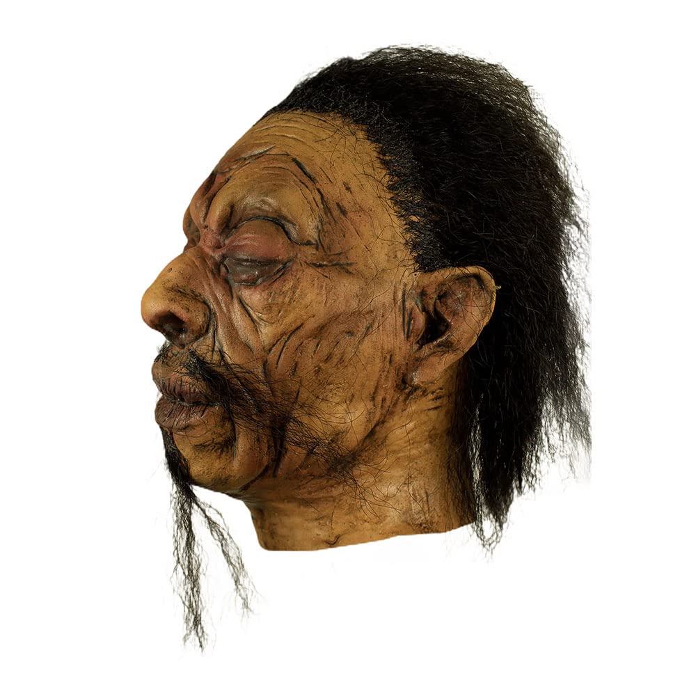 Ghoulish Productions Shrunken Head A - 1, Artículo Decorativo de Craneo Encogido de Brujo, Adorno para Decoración de Halloween de Cabeza Pequeña Ideal para Casa de Terror y Día de Muertos